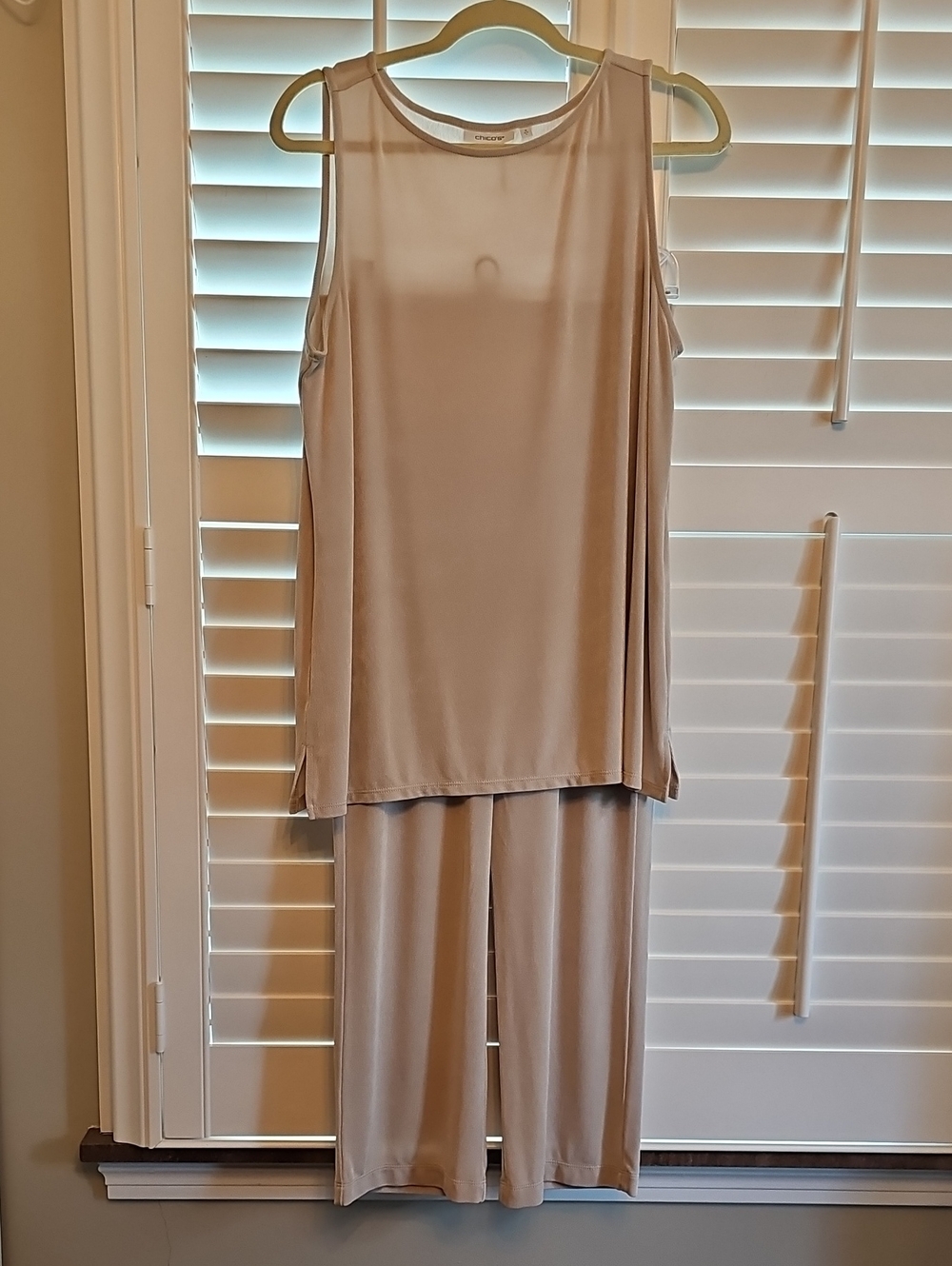 Chico's Taupe Two-Piece Tank Top & Wide Leg Pants Set